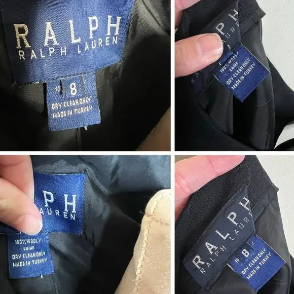 Vtg Ralph Lauren Skirt Suit 8 Womens Black Wool Skirt & Jacket Career Work 90s - Picture 11 of 11